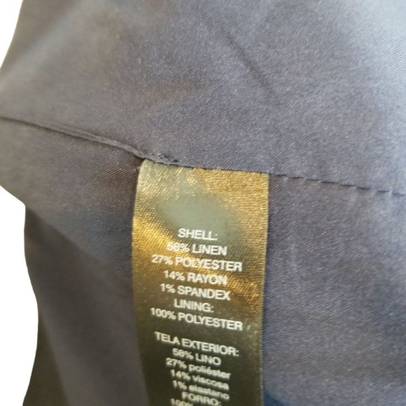 White House Black Market Womens 10 Blue Linen Blen - Picture 7 of 8